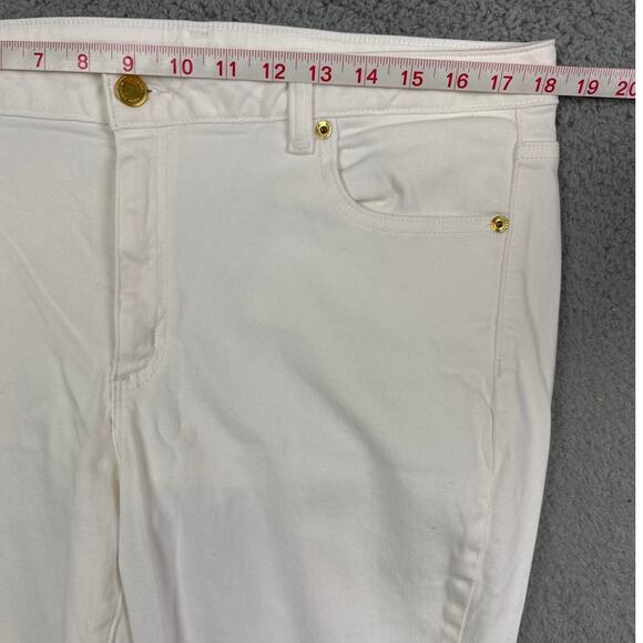 Michael Kors Women's White Denim Jeans Skinny Straight Fit Fringe Hem Size 16 - Picture 4 of 12